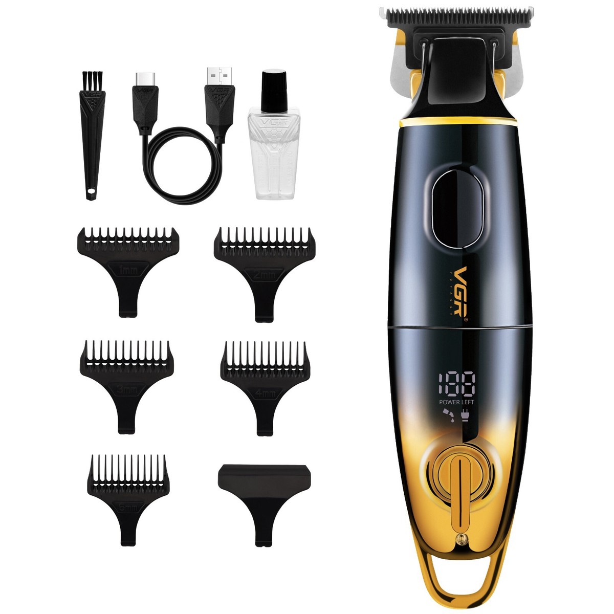 VGR Beard Trimmer Men Cordless Rechargeable Hair Clippers Electric