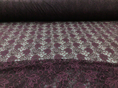 Embroidered Stretch Lace Apparel Fabric Sheer Floral Sangria Purple ZZ210