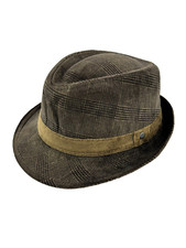 Vintage Stetson Men's Brown Plaid Faux Suede Fedora Hat Size Medium