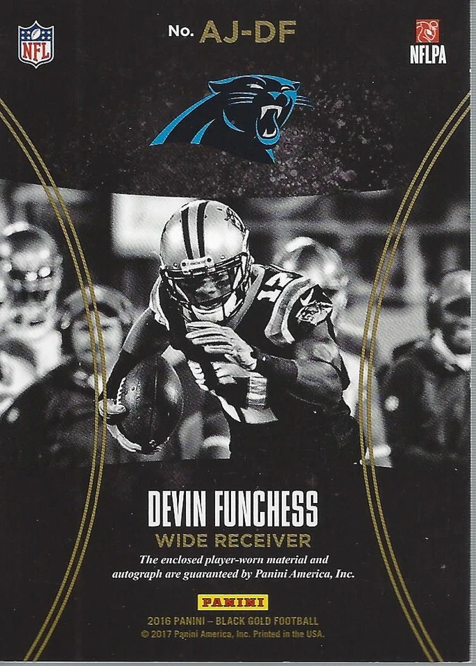 2016 Panini Black Gold Autograph Jerseys #7 Devin Funchess Auto Jersey /99 - Image 2 of 2