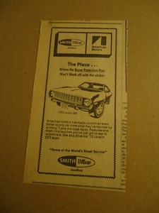 American Motors Javelin SST  1972 newspaper car ad