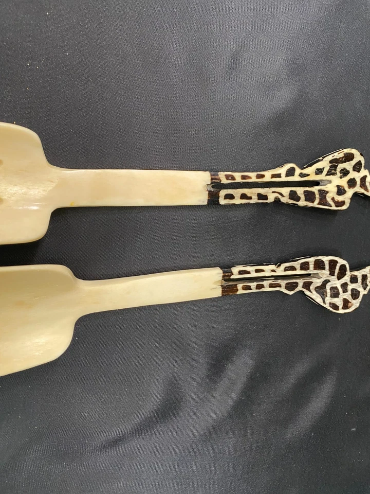 Juego de 2 ~ Utensilios para servir ensaladas "JIRAFA" de plástico ~ 14" de largo Foto 3 de 4