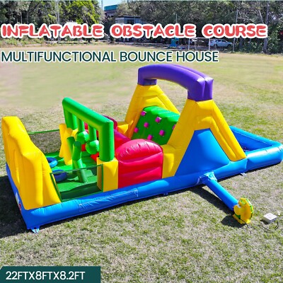 Commercial Kids Inflatable Obstacle Course Bounce House with Blower 22x7.9x8.2ft