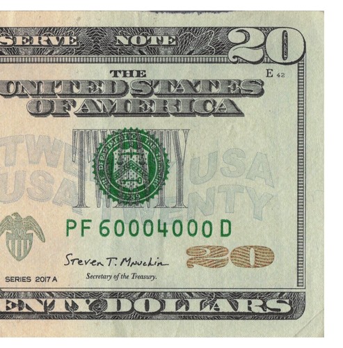 Six of a kind 0s Note 2017A 20$ número de serie elegante PF6004000D Desend escalón - Imagen 6 de 12
