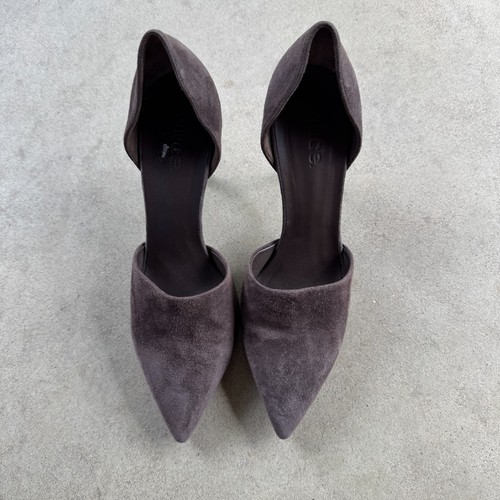 Vince Claire Heel Pumps Women's 9 Brown D'Orsay Suede Slip On Pointed Toe Shoes - Picture 3 of 11