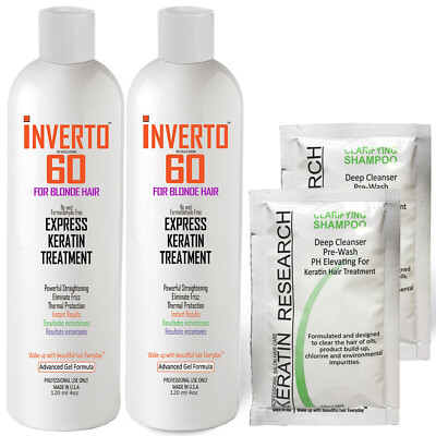 Formaldehyde-Free Inverto 60 for BLONDES Keratin Hair Treatment Starter Kit 8oz