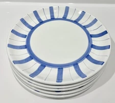Vintage CALECA Italy BLUE SPOKE Pattern 11" DINNER PLATES Set of 5 Excellent