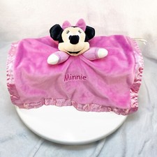 Minnie Mouse Pink Lovey Lovie Velour Satin Rattle Disney 14" square