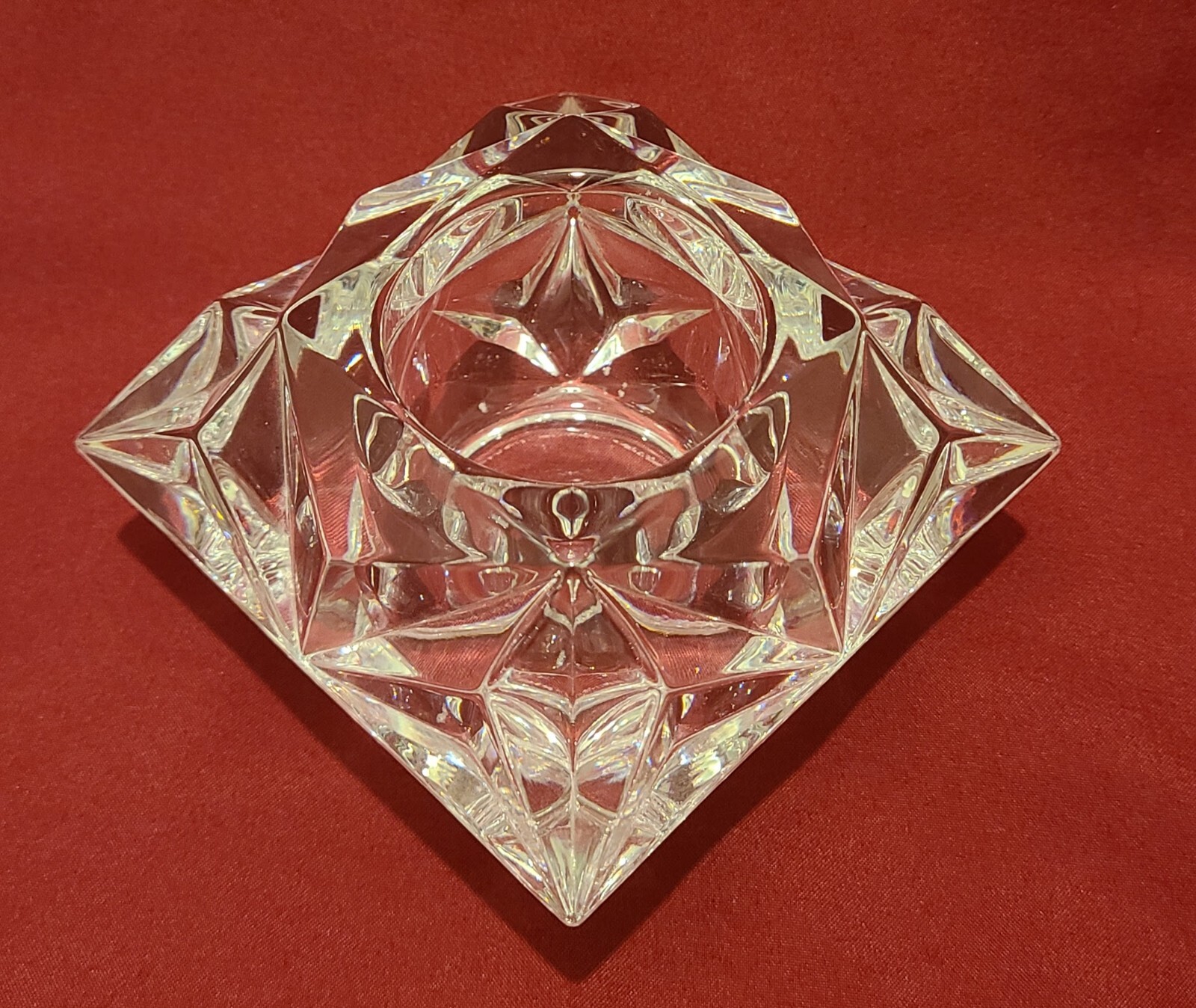 Quad Prism Lead Crystal Votive Candle Holder, 3.5" square