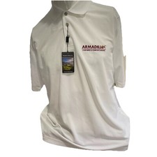 Pebble Beach Golf Polo Shirt Sz L White Stretch Moisture Wicking Performance NEW