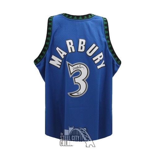 Stephon Marbury Autographed Minnesota Mitchell & Ness Blue Jersey