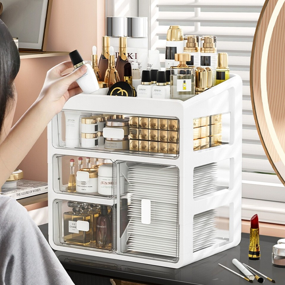 4 Drawers Storage Box Desktop Makeup Cosmetic Organizer Stationery