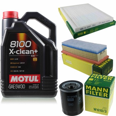 MANN-FILTER Inspektionspaket Motul 5L 5W-30 für Fiat Punto Evo 1.2 1.4 Natural