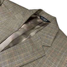 Jos A Bank Men s 100 Wool 2-Button Blazer Brown/Beige/Blue Plaid 39R
