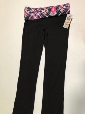 Junior's NWT Material Girl Active Contrast-Trim Black Yoga Bottoms