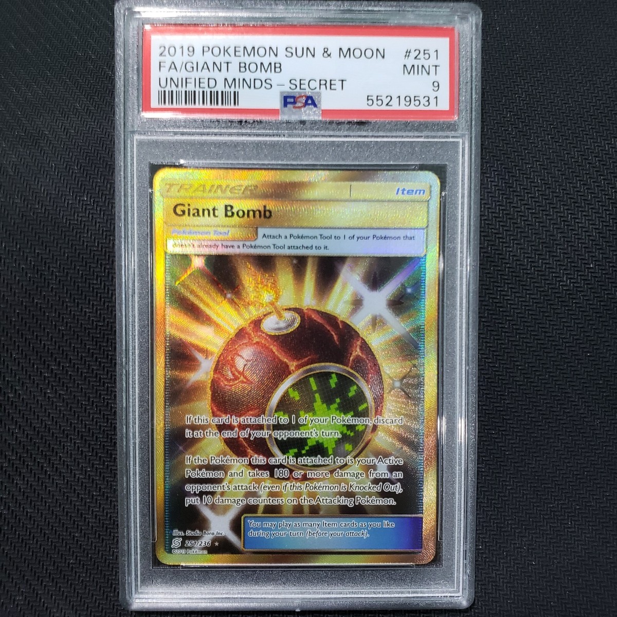 2019 Pokemon: GIANT BOMB 251/236 - [Unified Minds] - Gold Secret - Mint -  PSA 9 | eBay