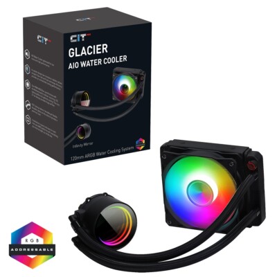 CiT Pro Glacier 120mm AIO Intel AMD CPU Wasserkühler schwarz ARGB Infinity Liquid