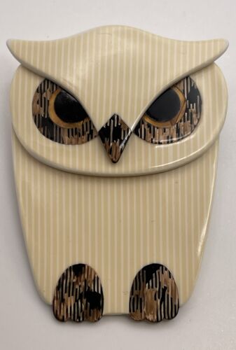 Vintage Lea Stein Paris Owl Pin