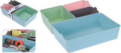 4 Stück Schreibtisch Ordnung Aufbewahrung Körbe Mehrzweck Schublade Organizer Tabletts Büro  