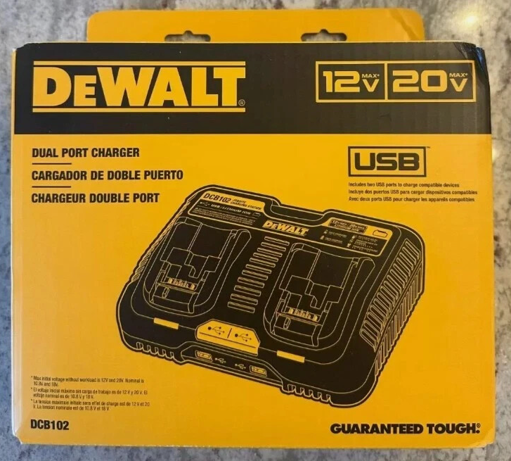 Dewalt Dual Port Charging Station for 12V 20V Batteries with USB Jobsite Work Tool-image