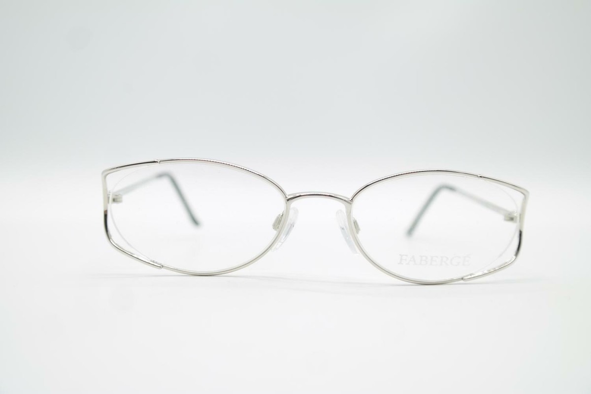 Monture De Lunettes Fabergé FB 034/00 - Argentée, Forme Ovale - Métal - Taille : Verres 51x32 Mm - Neuve Sans étiquette - Origine Allemagne