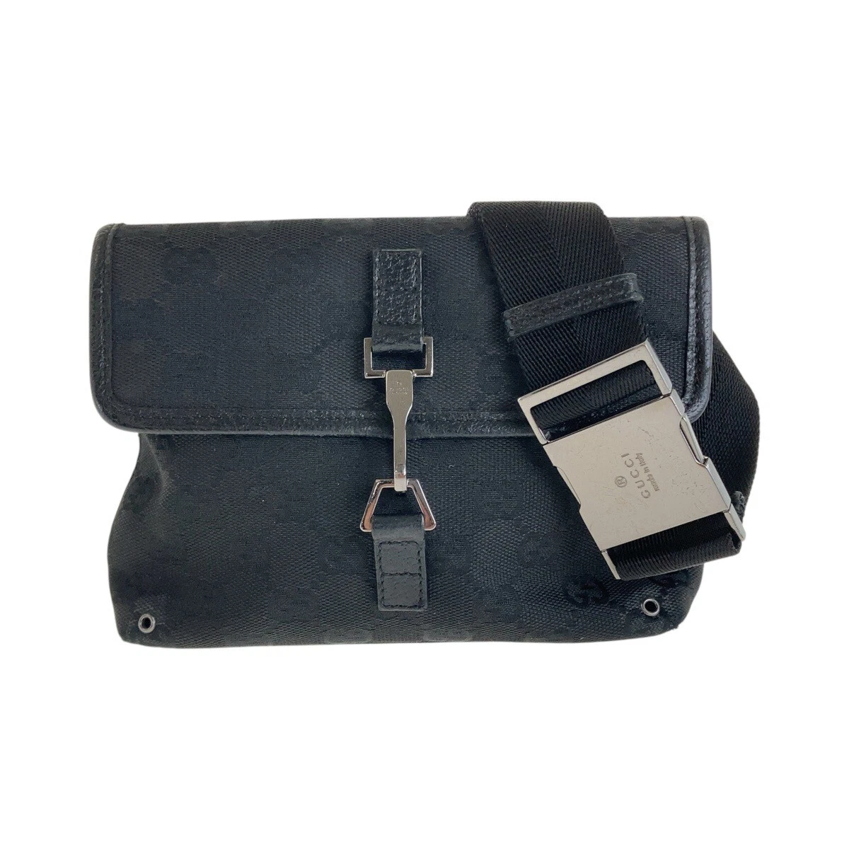 Sacs de corps GUCCI 92543, sacs à fesses, poches de taille noir argent matériel GG toile GG