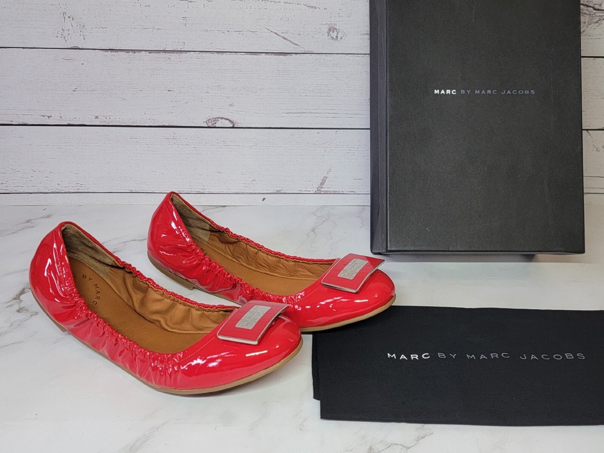 25年★Marc Jacobs 4F5FFL001F03 BALLET FLATS NIB Marc Jacobs Silver Stud Piggy Pink Mouse Ballerina Flats