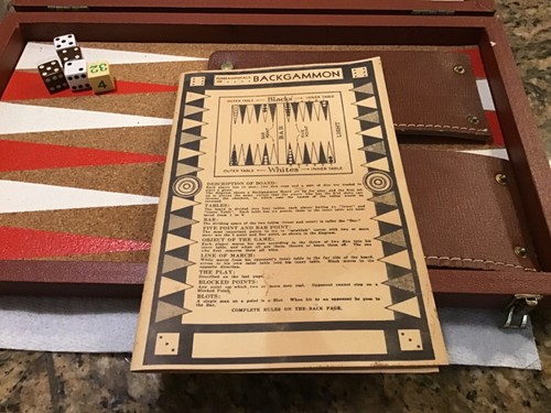 Vintage Crisloid 1.5" Thick Backgammon Brown & White Marble Swirl with Board - Picture 7 of 12