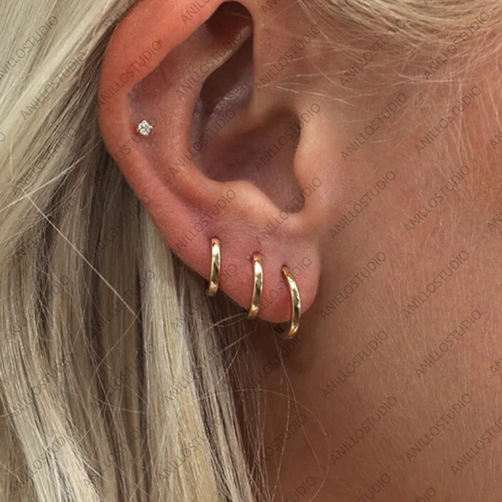 Solid gold shop mini hoops