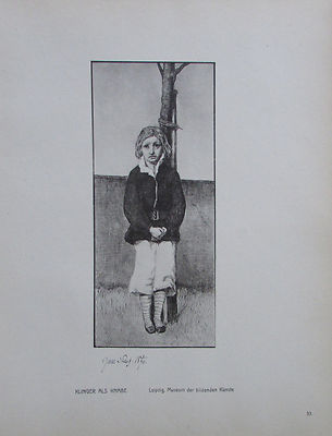 1912 Max Klinger KLINGER ALS KNABE alter Druck old print 