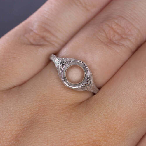 ART DECO STYLE VINTAGE SEMI-MOUNT BEZEL SETTING ROUND FINE RING 14K SOLITAIRE - Picture 3 of 4