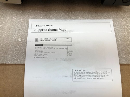 HP LaserJet P2055dn Monochrome Workgroup Printer 17K Page Count W/33% toner - Photo 9/11