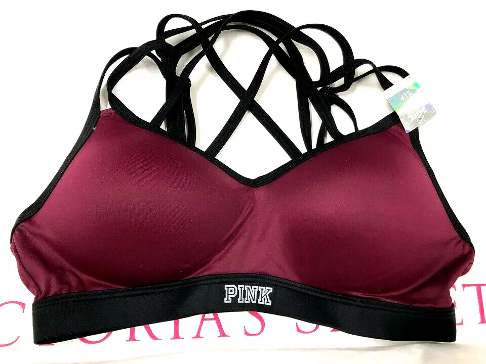 Victoria's Secret Pink Ultimate Strappy Push-up Sports Bra Maroon