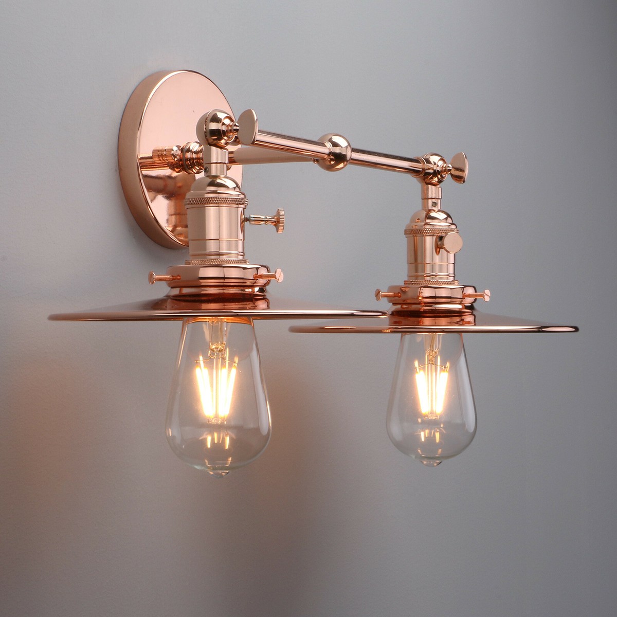 MODERN VINTAGE INDUSTRIAL DOUBLE ARM WALL LIGHT IRON COPPER WALL LAMP SCONCE