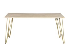 Rectangular Hairpin Metal Legs 6 Seater Light Mango Solid Wood Dining Table