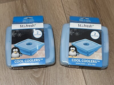 Fit & Fresh Cool Coolers Slim Ice Packs Quick Freeze Reusable Lunch Box 4 pcs