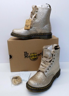 dr martens pascal glitter pale gold