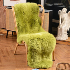 Fluffy Pea Green Genuine Sheepskin Rug 2x6 Ft for Living Room Bedroom