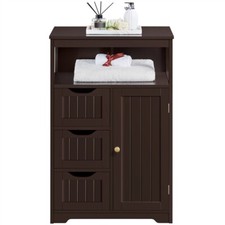 Bathroom Floor Cabinet, Free Standing Storage Organizer w/3 Drawers  Cupboard