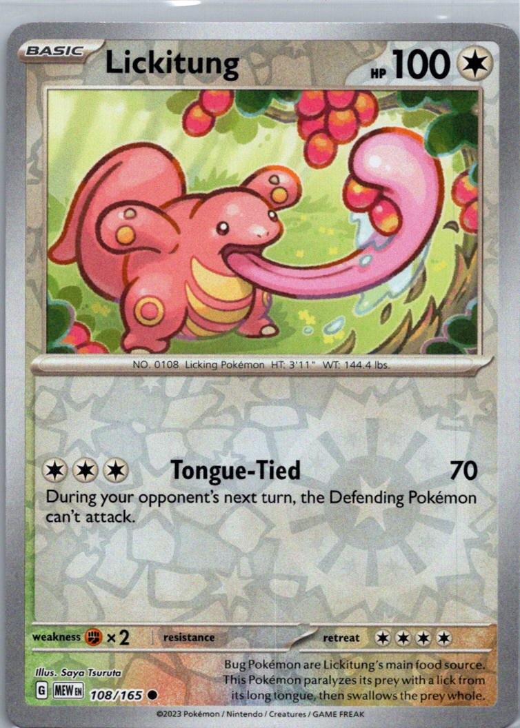 Pokemon TCG Lickitung 108/165 151 Rev Holo NM