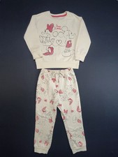 Disney Minnie Mouse Girls 2PC Sweatshirt Jogger Set 4T Cream Pink Hearts Outft