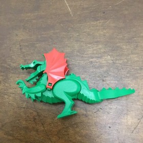 Lego Classic Green Dragon Figure w Red Wings, 6056 6076 6082 6087 Vintage Knight