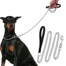 47in Long Heavy Duty Metal Dog Leash Dog Chew Proof Rope with Comfortable Handle
