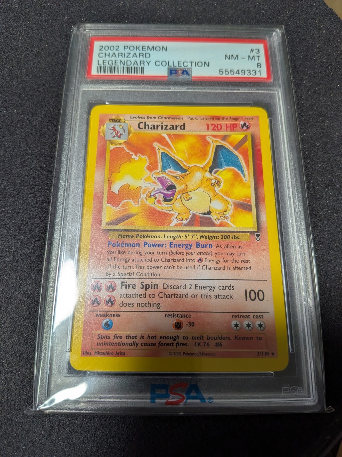 2002 Pokemon Charizard Legendary Collection 3/110 PSA 8 NM-MT