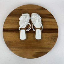 New NWOB Womens Azalea Wang Stetson White Casual Leather Slides Sandals Size 6