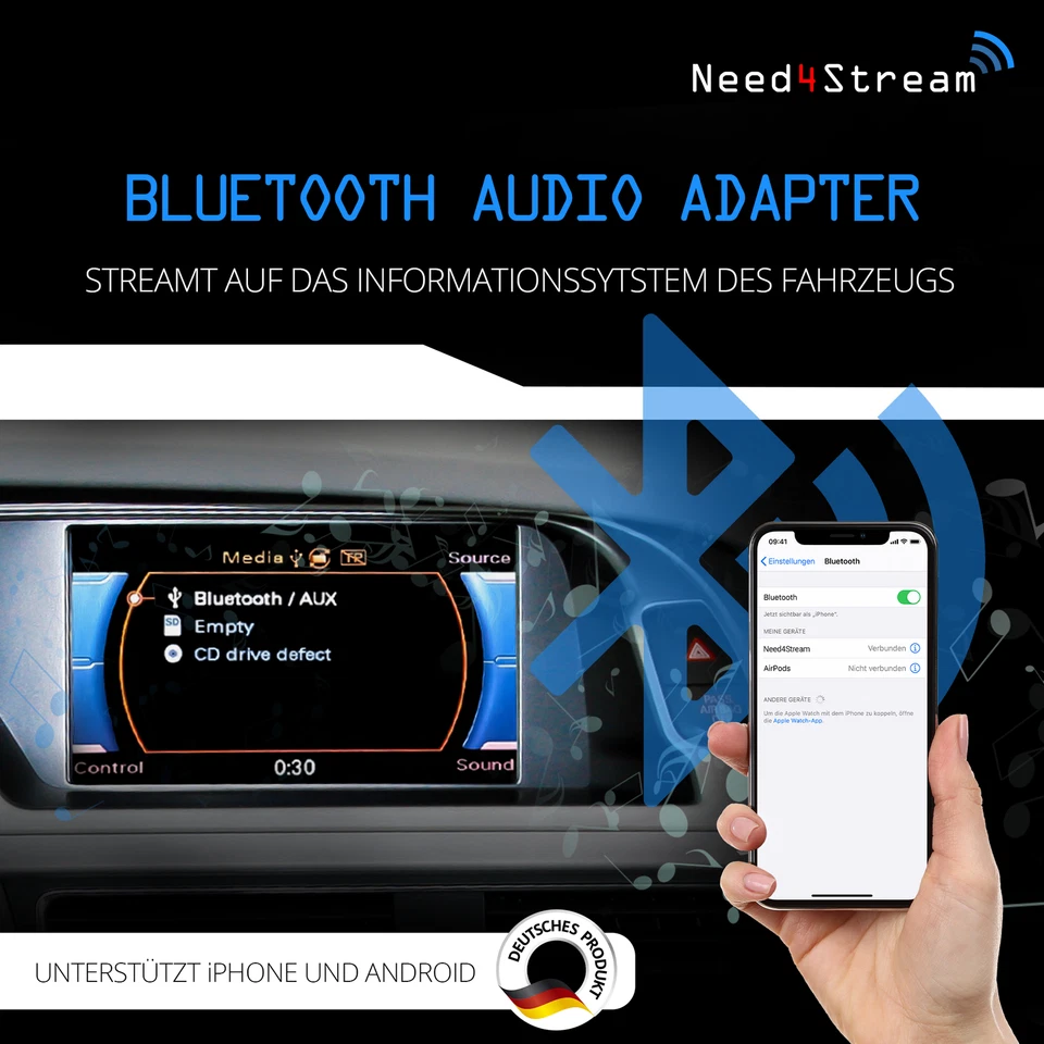 Need4Stream A2DP Bluetooth Interface Titre pour Audi Concert A4 8K Q5 8R - Photo 2/4