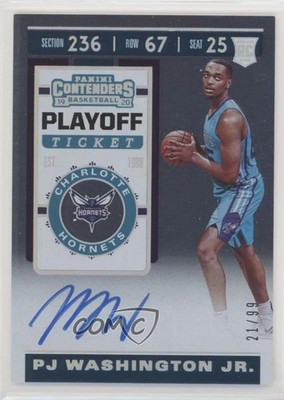 2019 Panini Contenders Playoff Ticket 21/99 PJ Washington Jr Rookie Auto RC zp1