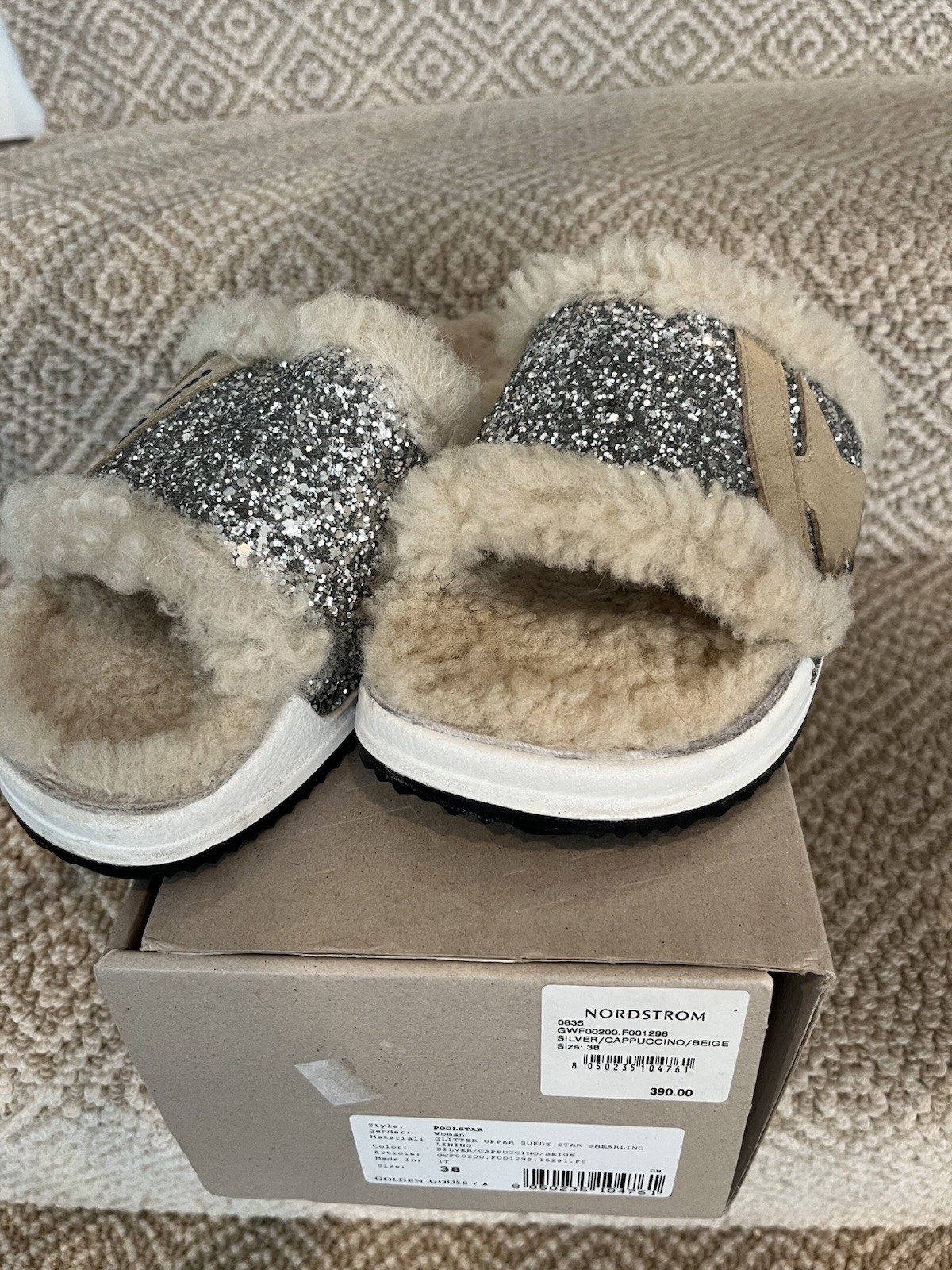 PANTOFOLA D’ORO Ciabatte donna Gol Goose taglia 38. Argento Cappuccino Beige. Glitter