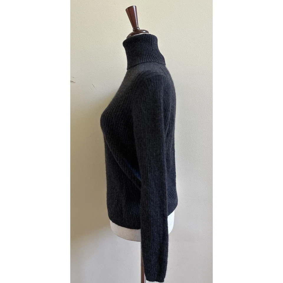 Kenar 100% Cashmere Turtleneck Ribbed Knit Sweater Womens Size M Gray - Image 2 of 4