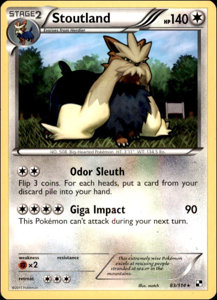 Pokemon - Stoutland #83/114 - Black and White Rare